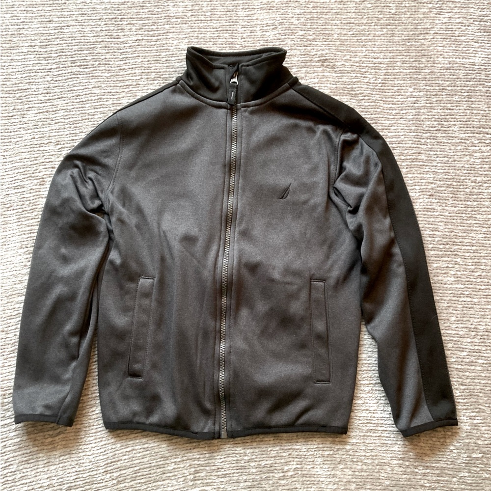 Nautica Boys Full Zip Jacket Size 8 Black Lightweight‎ Mock Neck